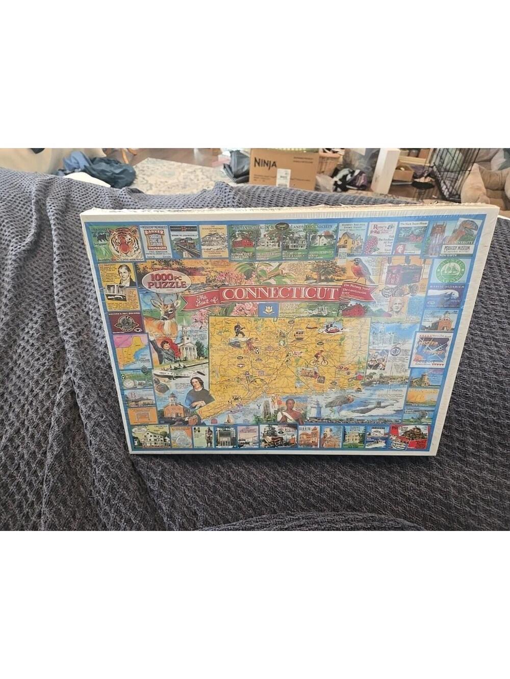 Vintage 2000 Connecticut State Map Puzzle 1000pc Sealed 24 x 30 White Mountain
